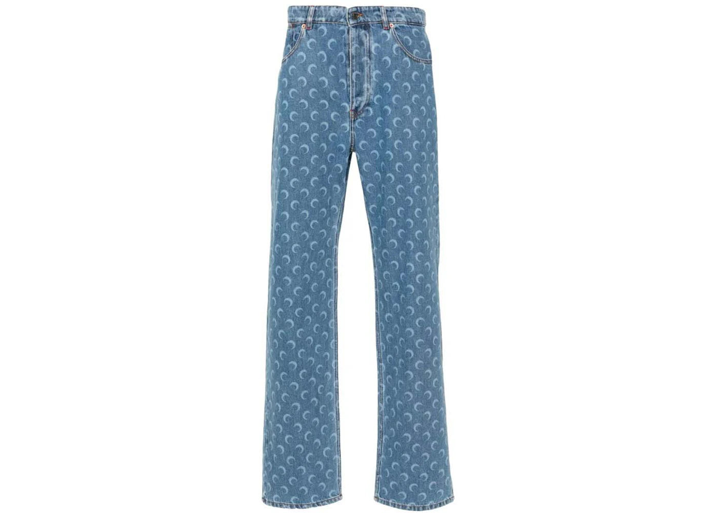 Marine Serre Moon Laser Denim Loose Jeans Light Blue