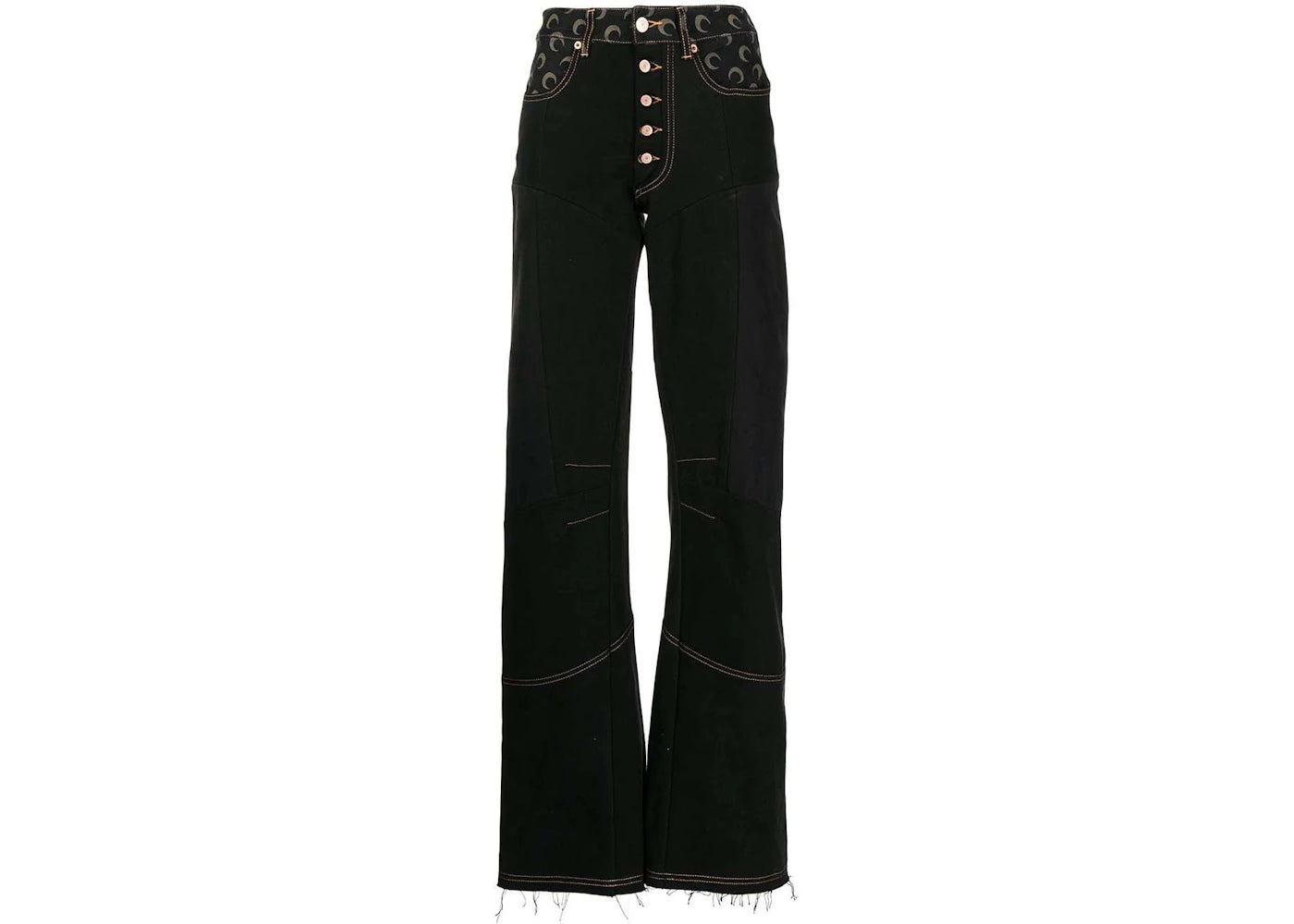 Marine Serre Panelled Wide-Leg Jeans Black