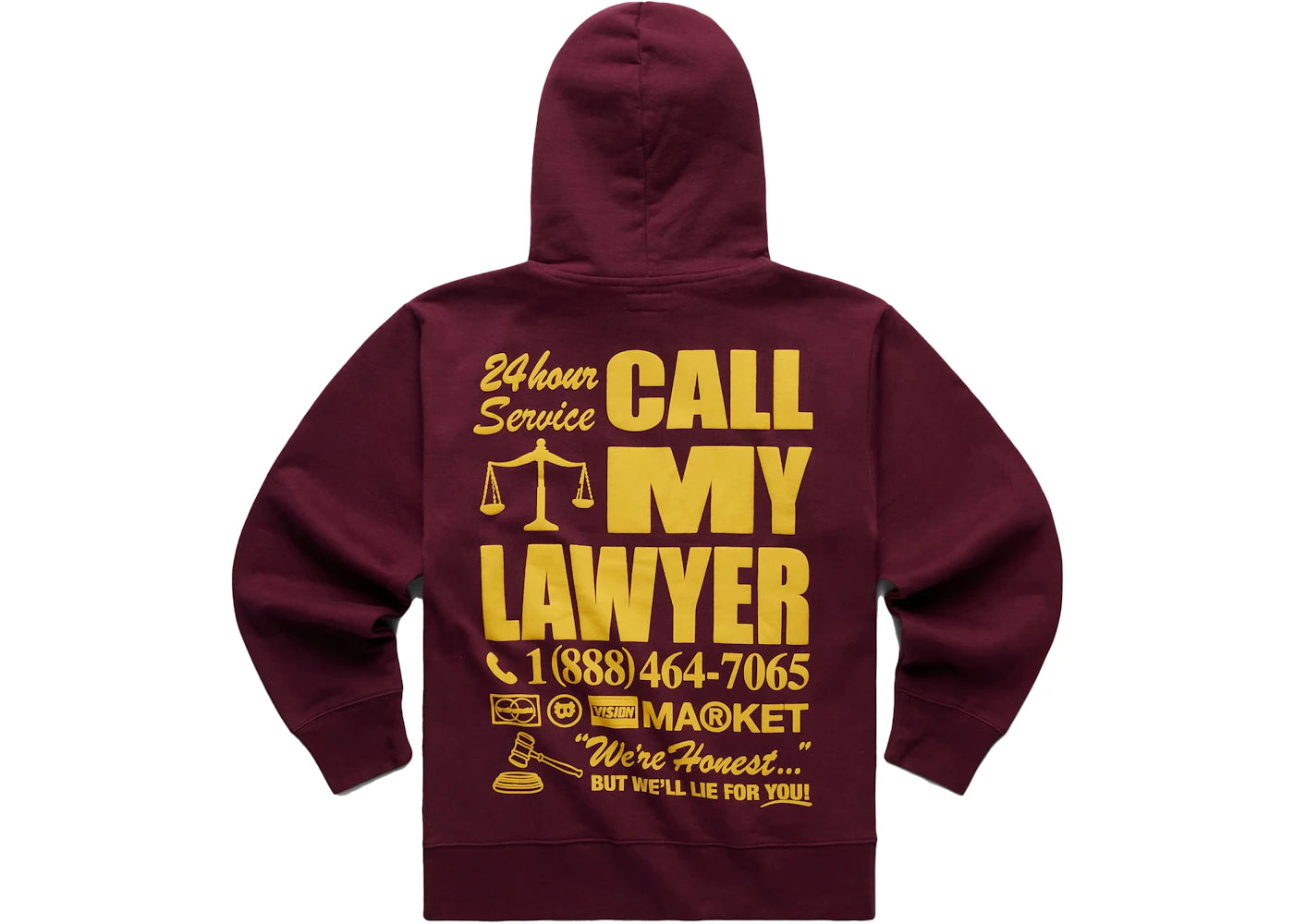 Market 24 Hr Lawyer Service Hoodie Maroon