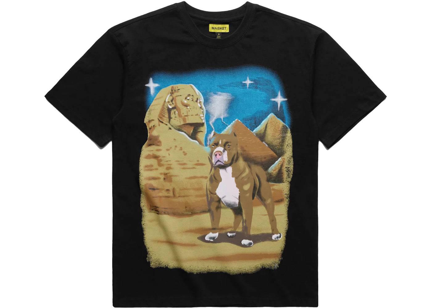 Market Airbrush Glitter Pitbull Tee Black