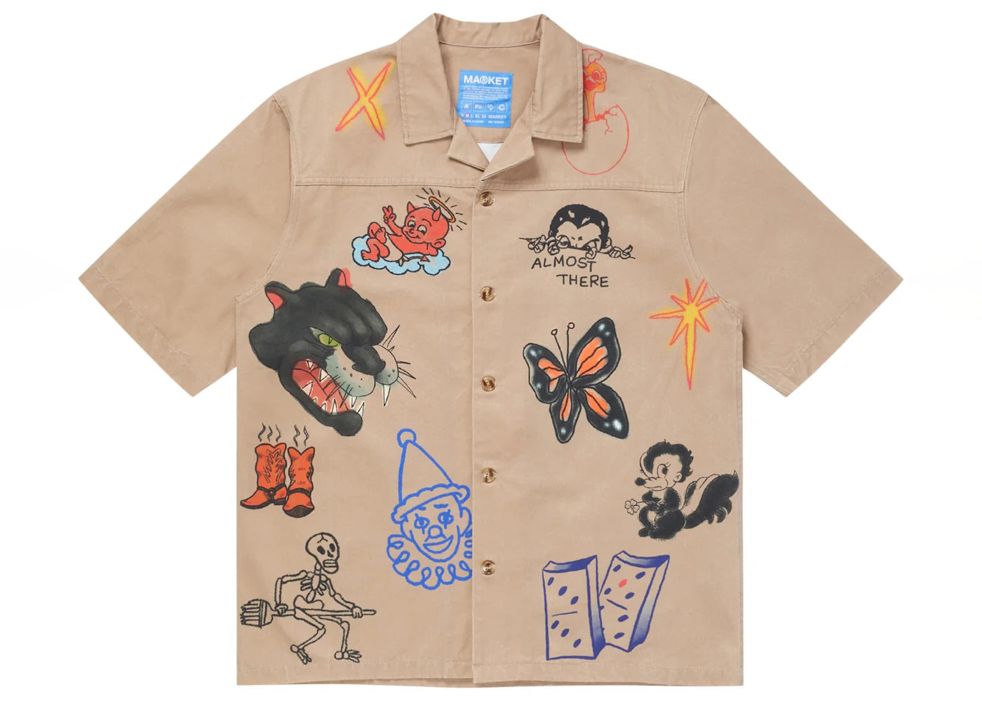 Market Almost There SS Button Up Shirt Khaki