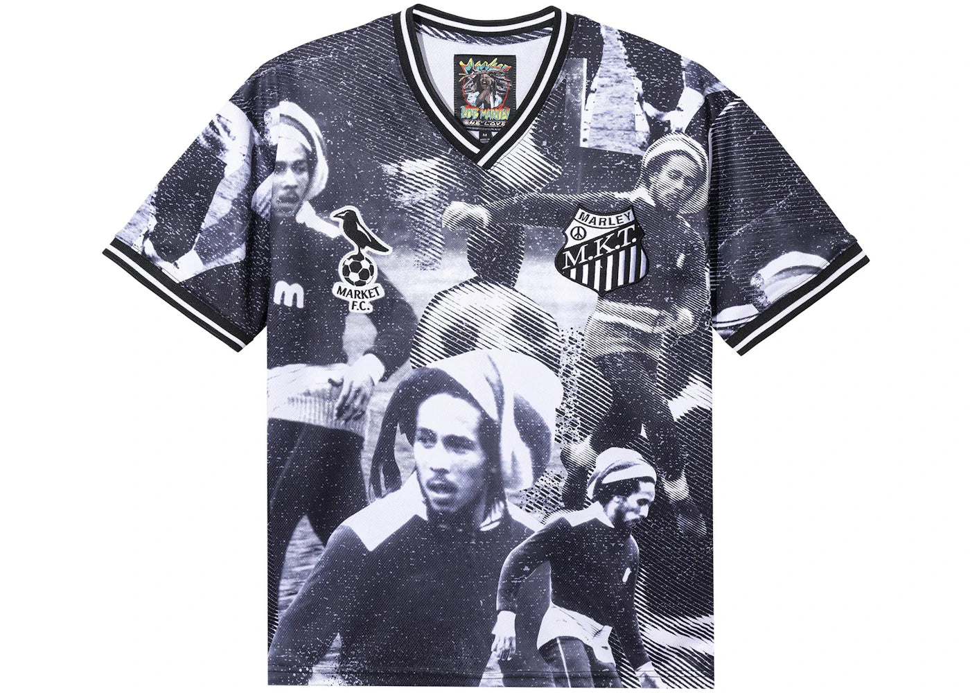 Market Bob Marley AOP Soccer Jersey Black/White
