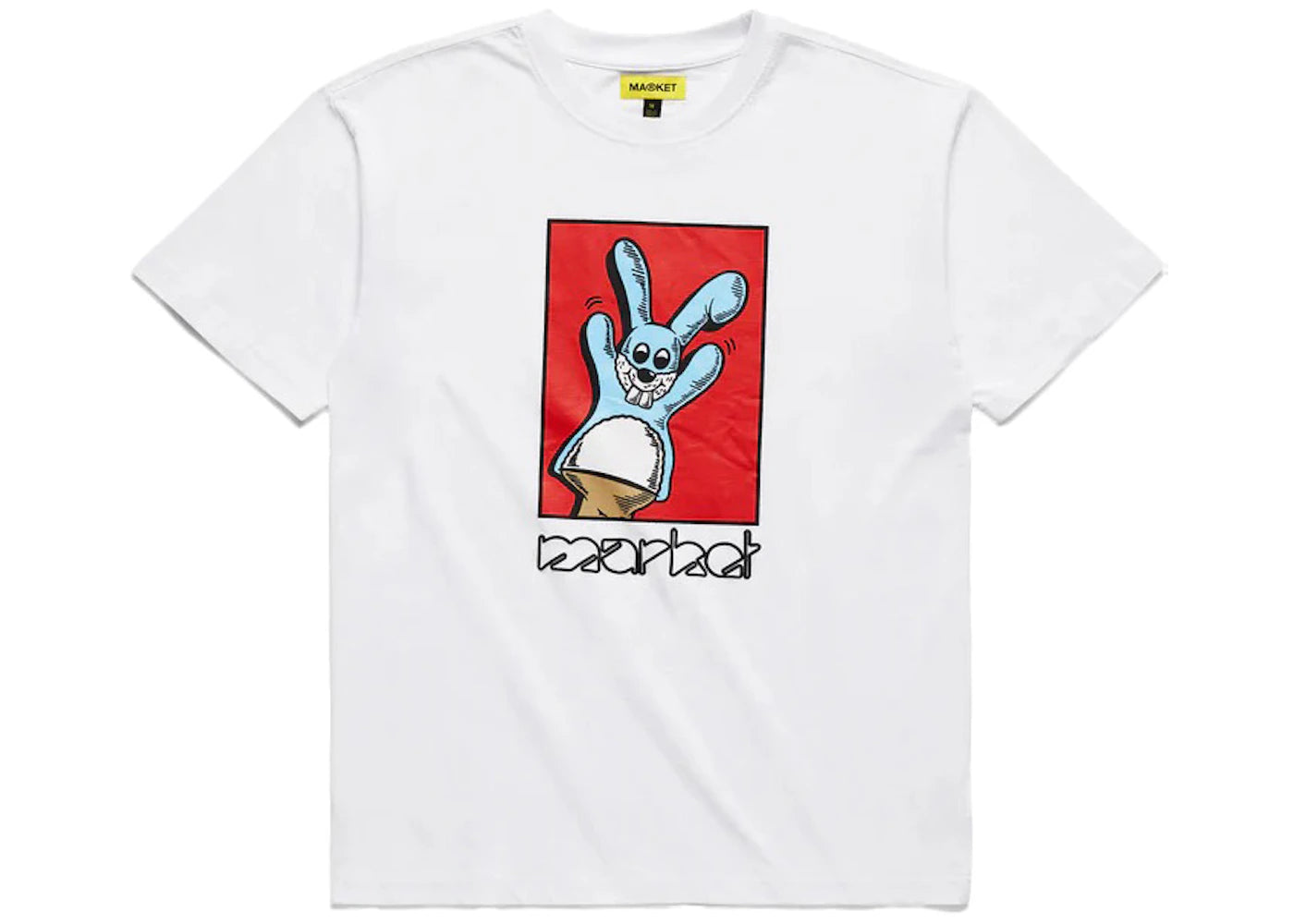 Market Bunny Puppet Puff Print T-Shirt White