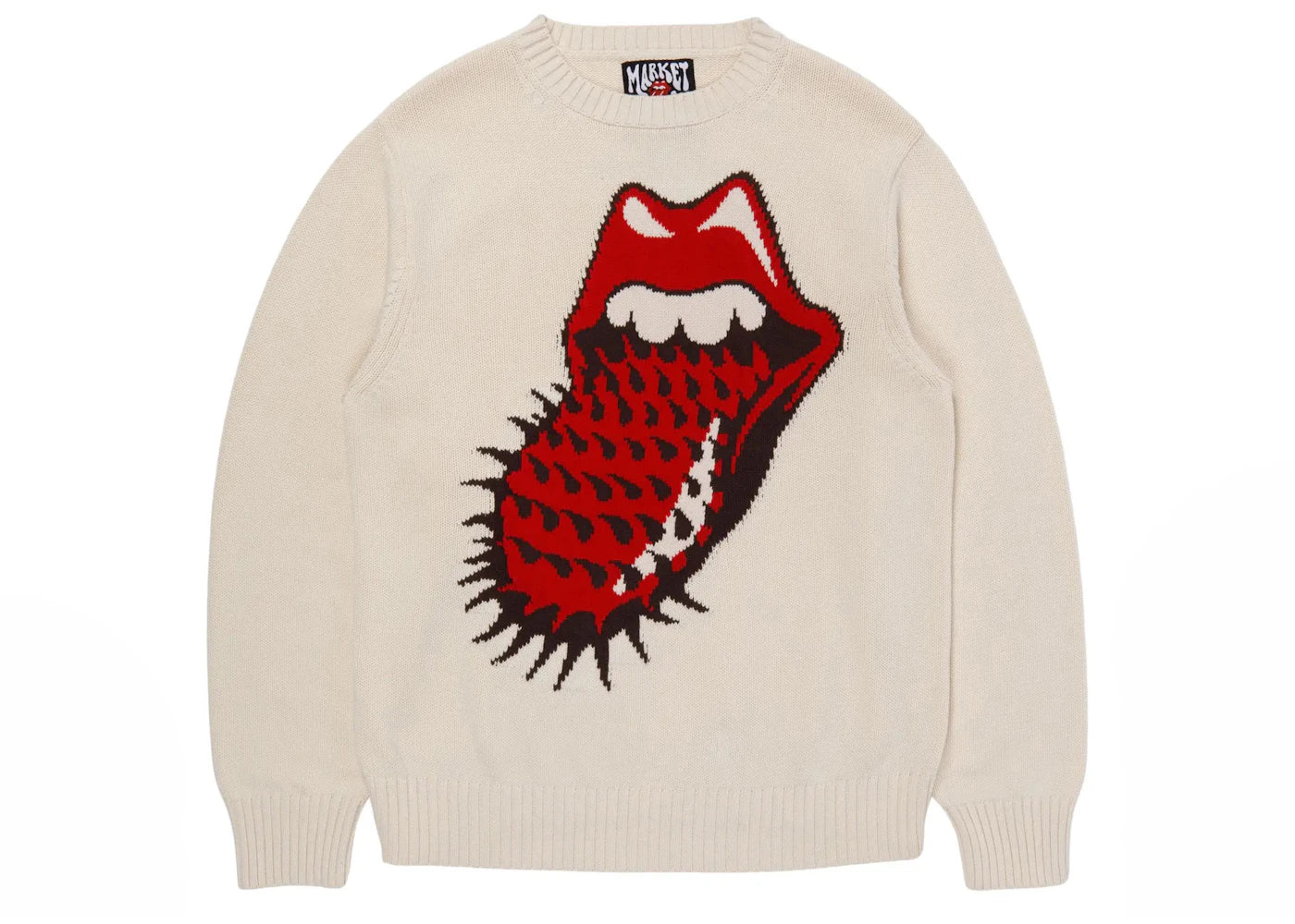 Market MKT Rolling Stones Spike Logo Cotton Crewneck White