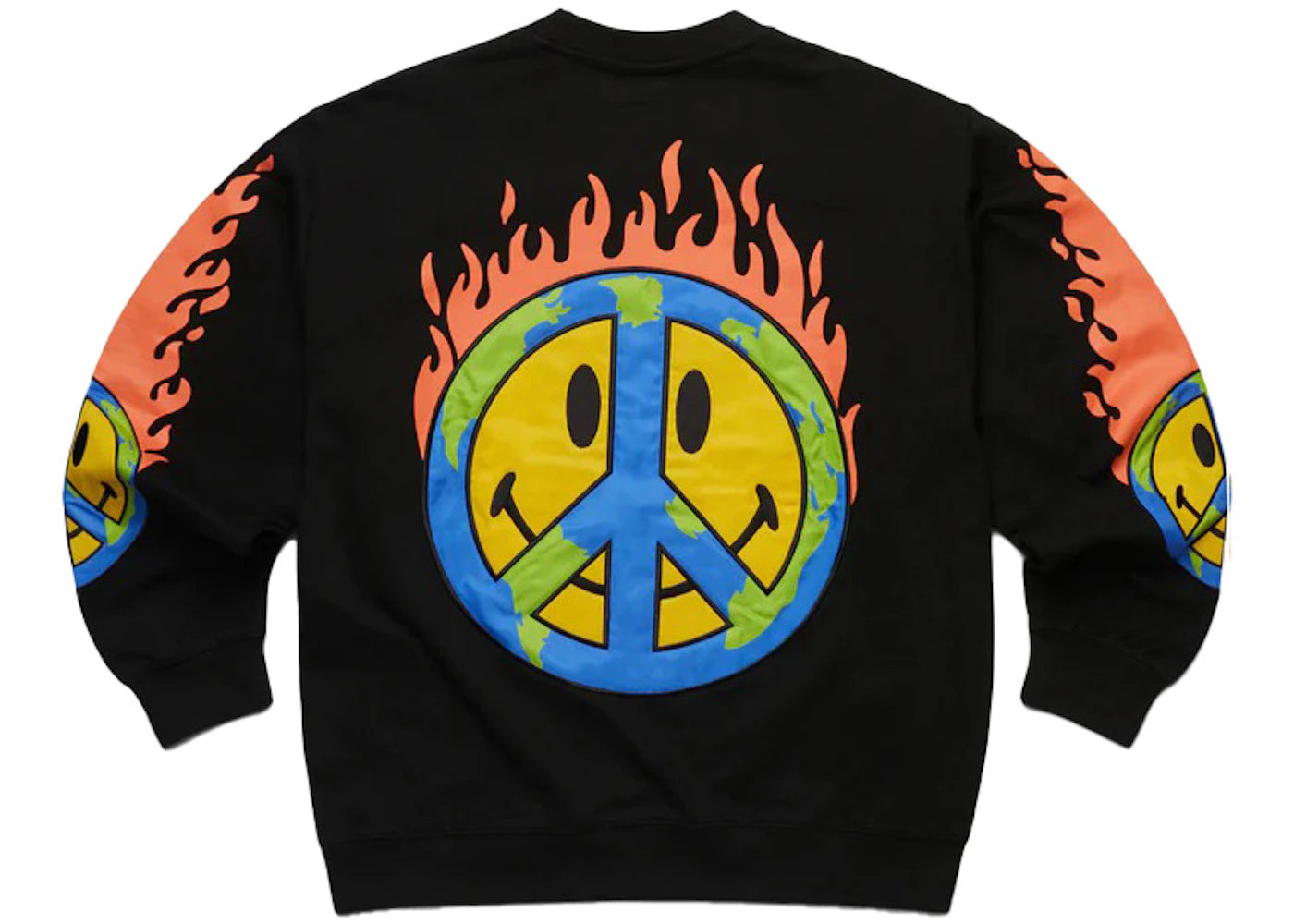 Market Smiley Earth On Fire Crewneck Black
