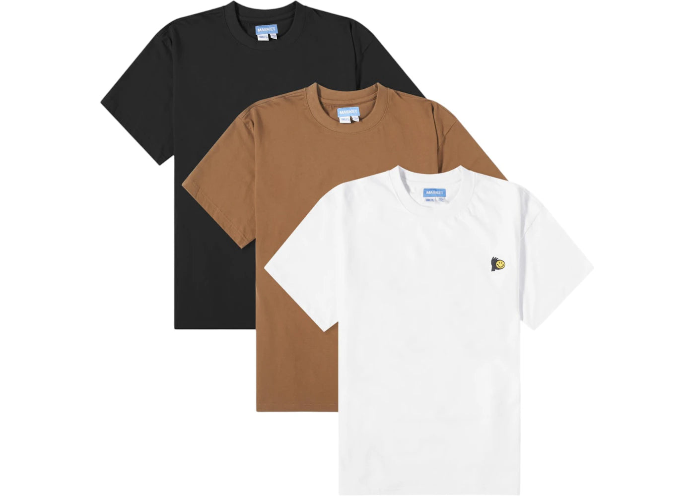 Market Smiley T-shirt (3 Pack) White/Black/Brown