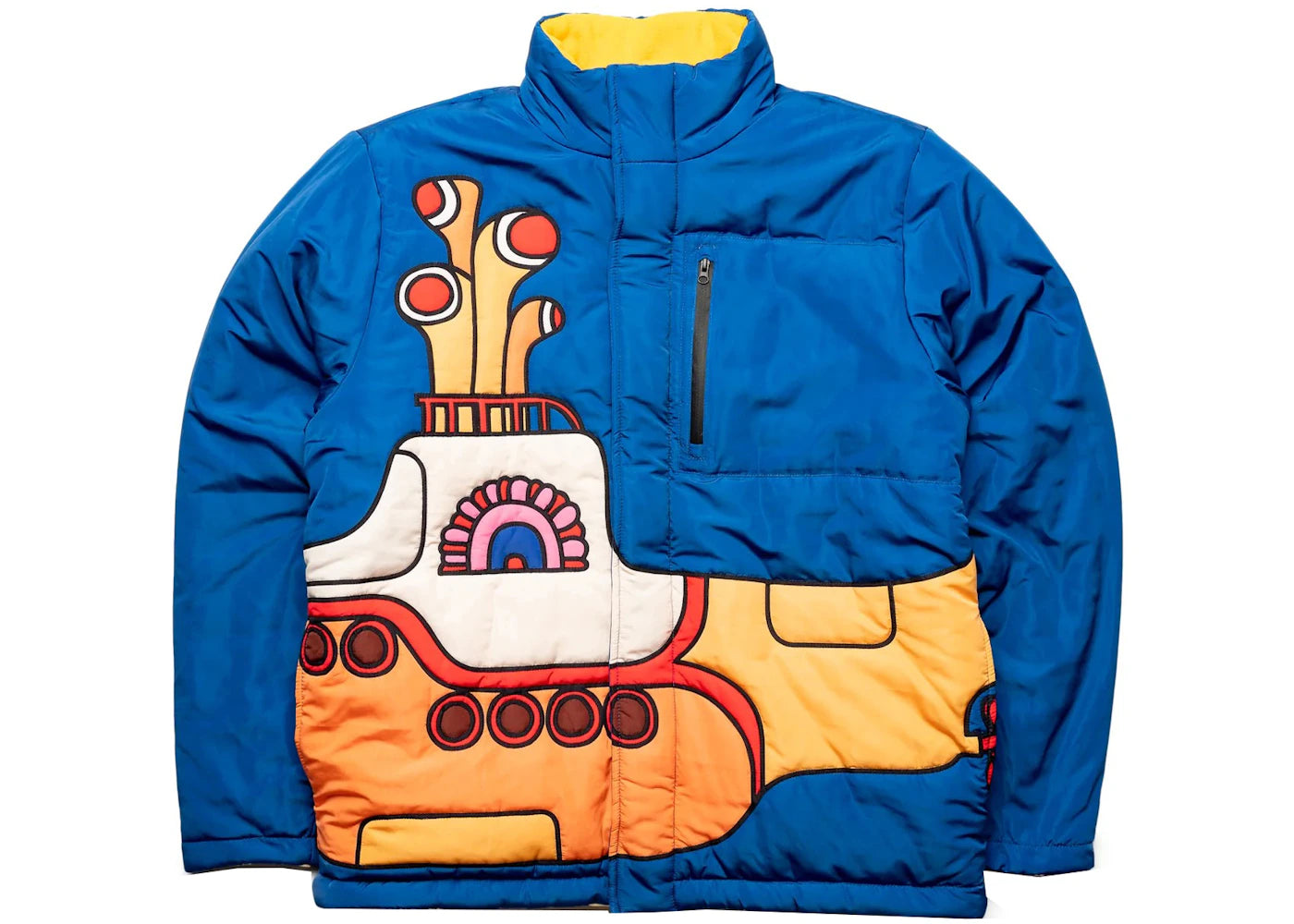 Market x Beatles Yellow Submarine Reversible AOP Nylon Puffer Jacket Blue/Yellow