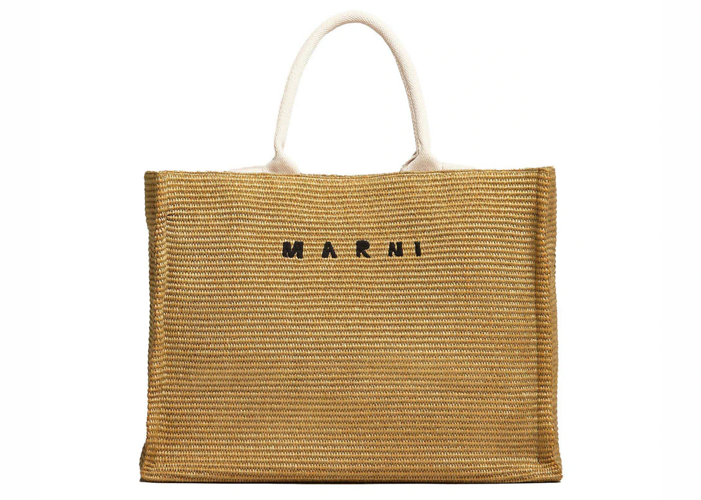 Marni Borsa Tote Grande In Tessuto Effetto Rafia Naturale