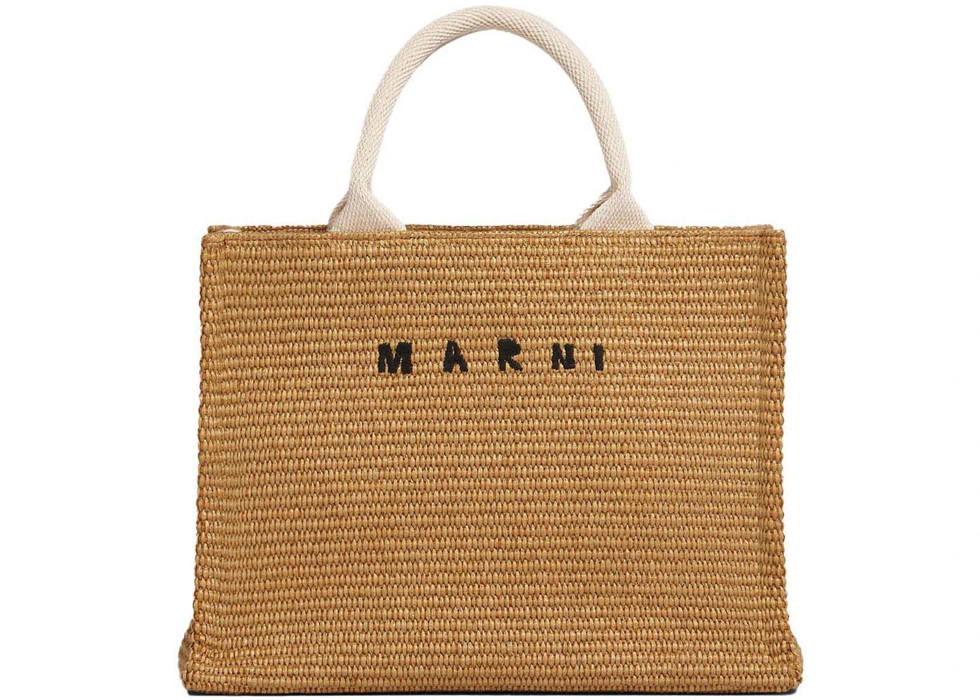 Marni Borsa Tote Piccola In Tessuto Effetto Rafia Naturale