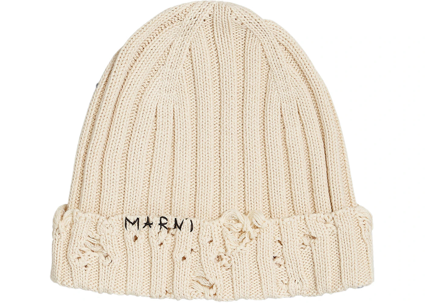 Marni Cotton Knit Beanie Stone White