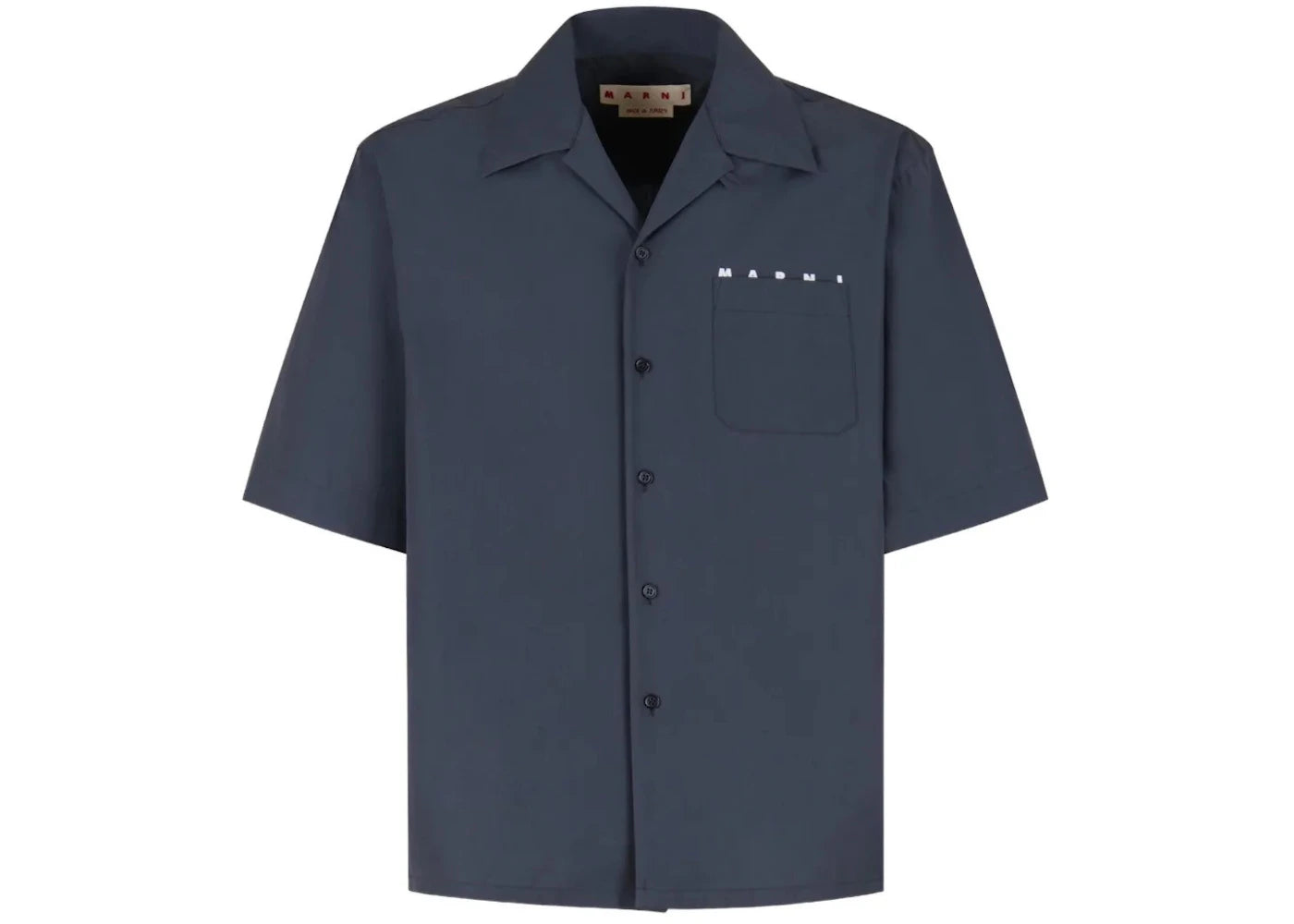 Marni Hidden Logo Organic Poplin Bowling Shirt Dark Ash