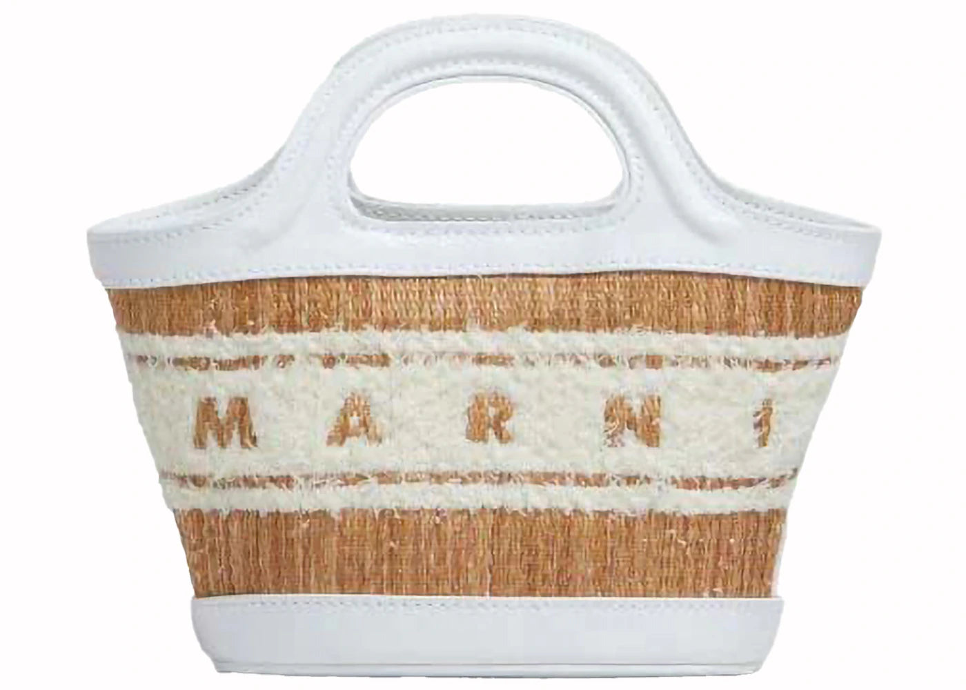 Marni Leather and Raffia Effect Fabric Microbag White
