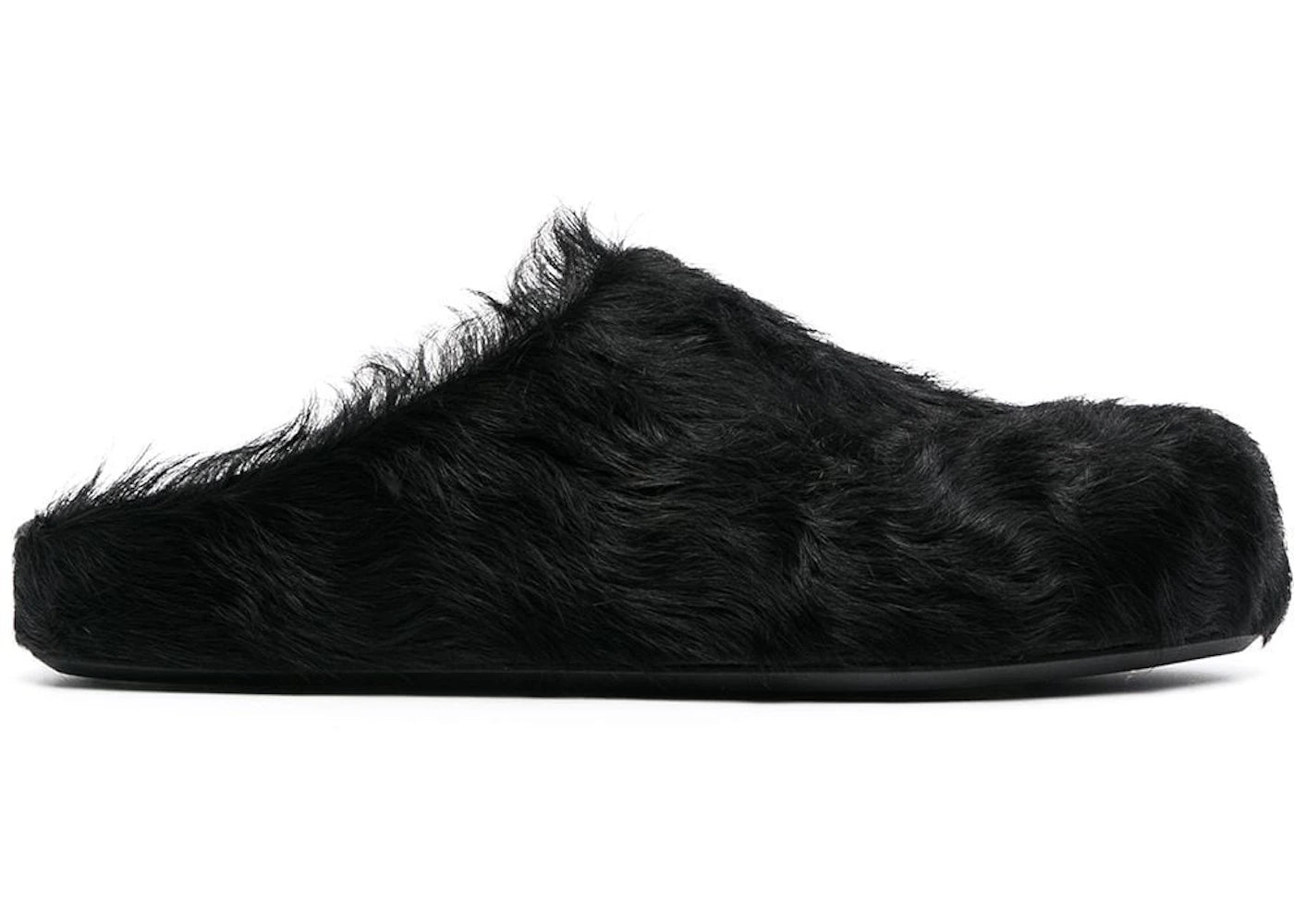 Marni Long Hair Calfskin Fussbett Sabot Mule Black (Women's)