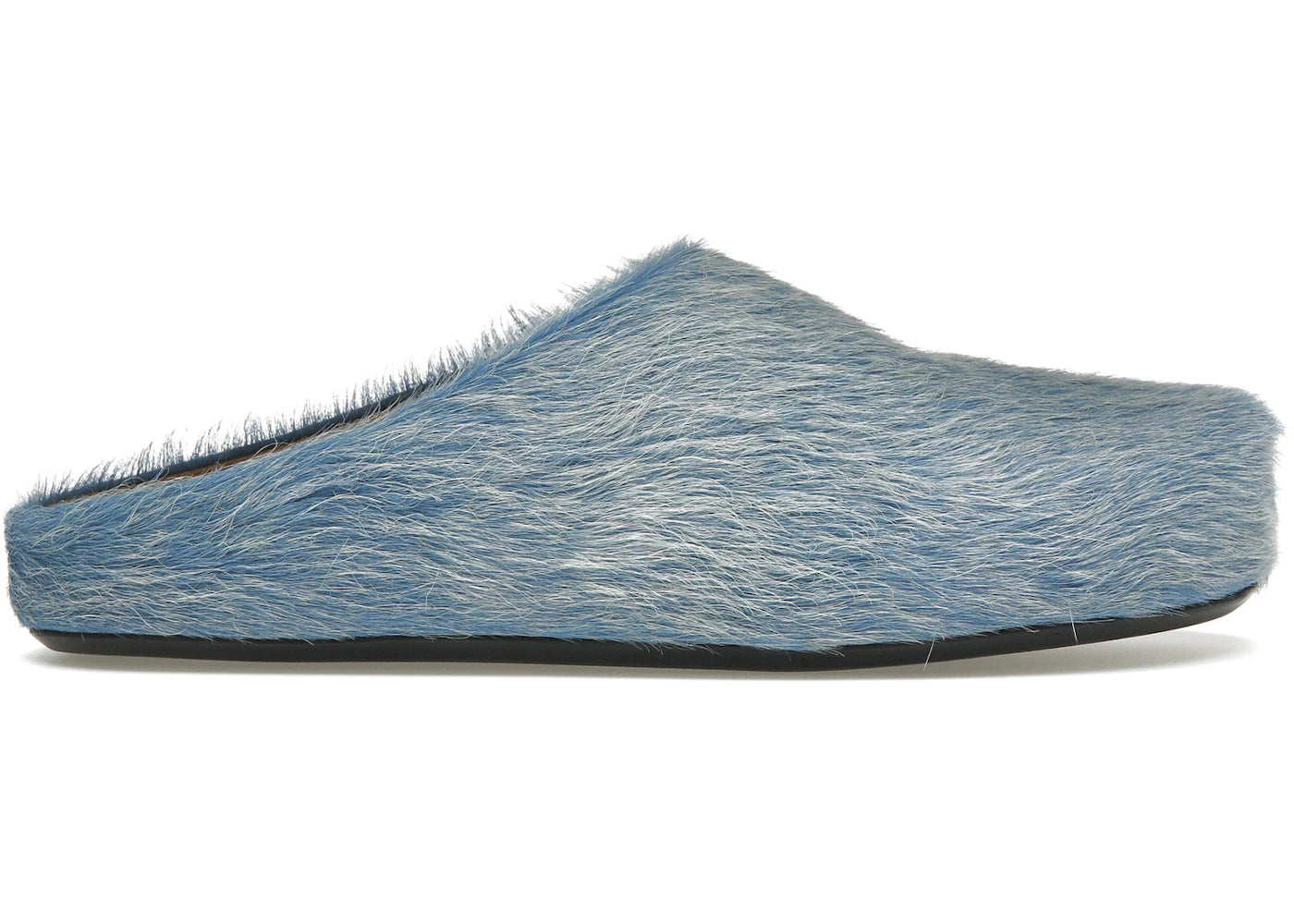 Marni Long Hair Calfskin Fussbett Sabot Mule Indigo