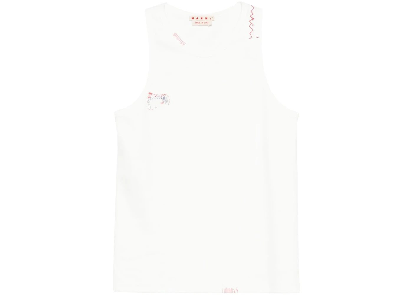 Marni Ribbed Cotton Tank Top Lily White