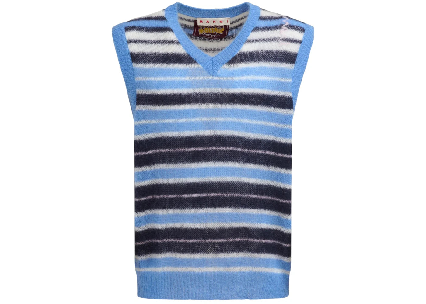 Marni Striped V-Neck Sweater Vest Blue Lilac