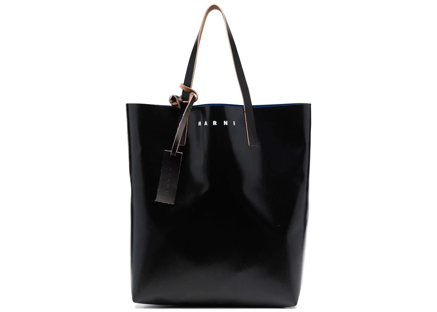 Marni Two Tone Logo Print Tote Bag Blue/Black
