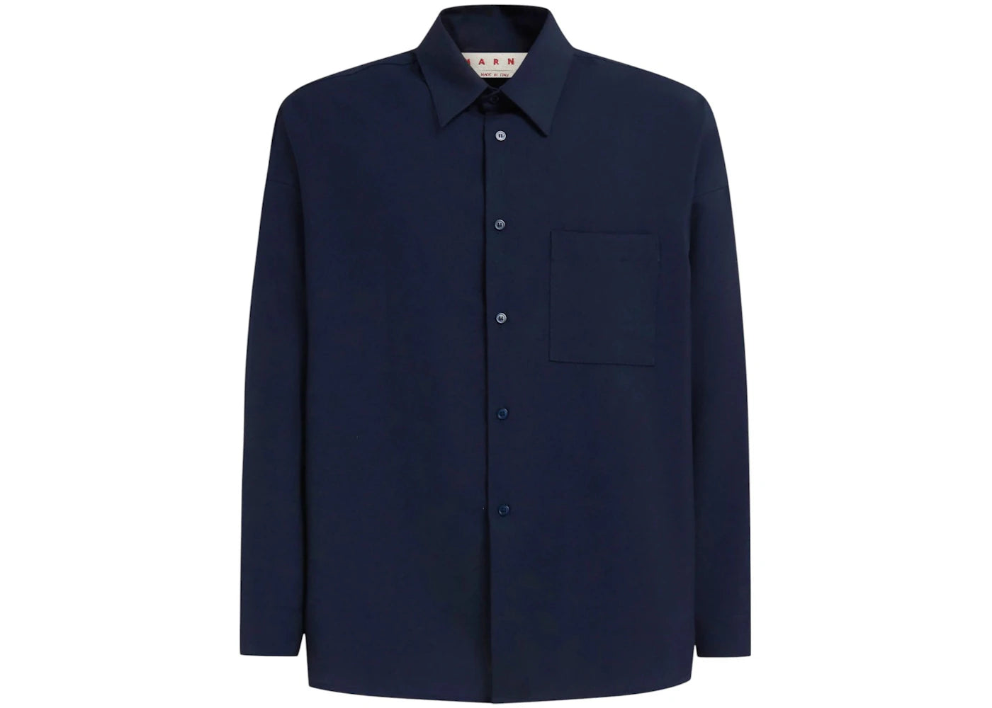 Marni Wool Long Sleeve Pocket Shirt Navy
