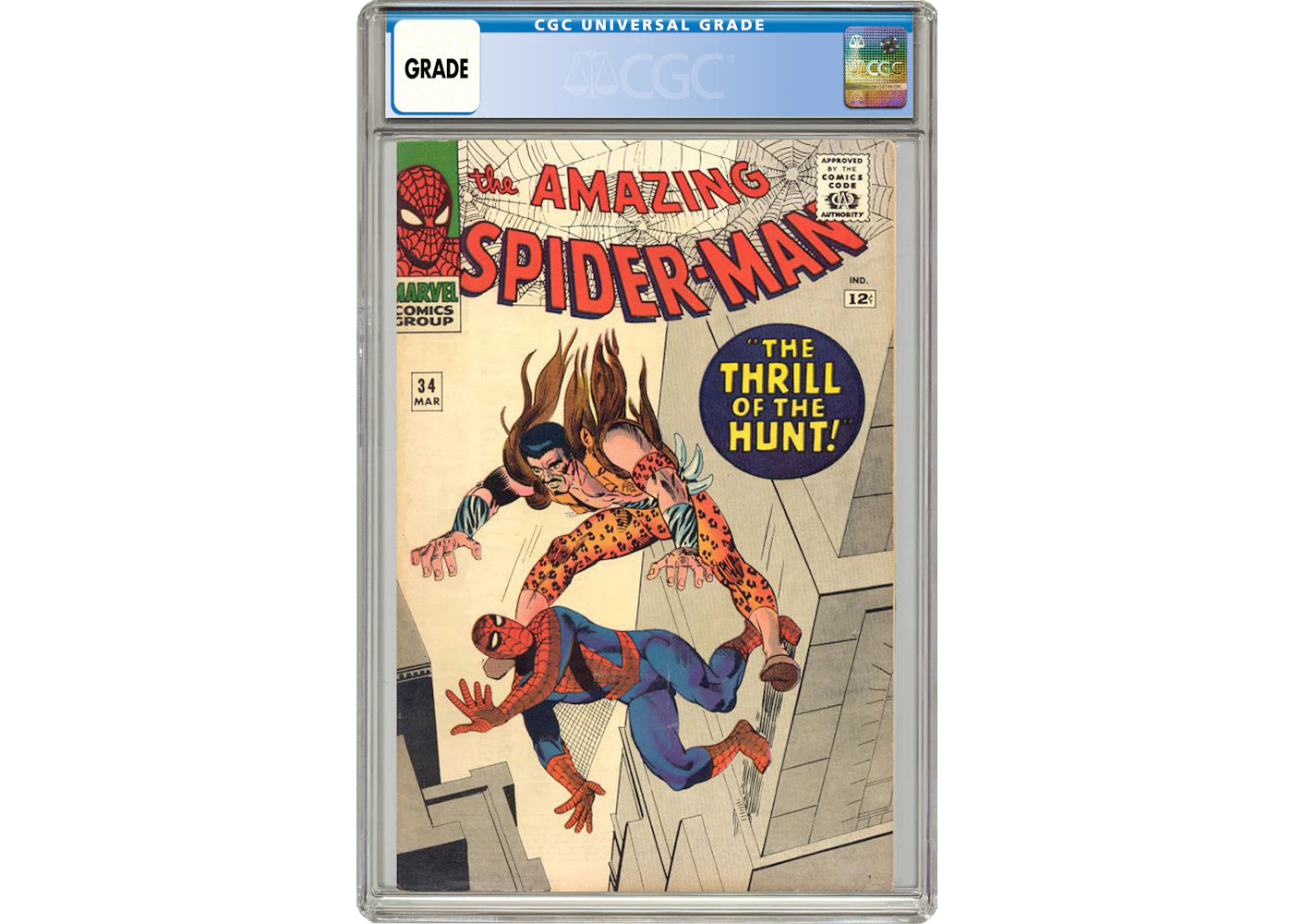 Marvel Amazing Spider-Man #34 (Kraven App.) Comic Book CGC Graded