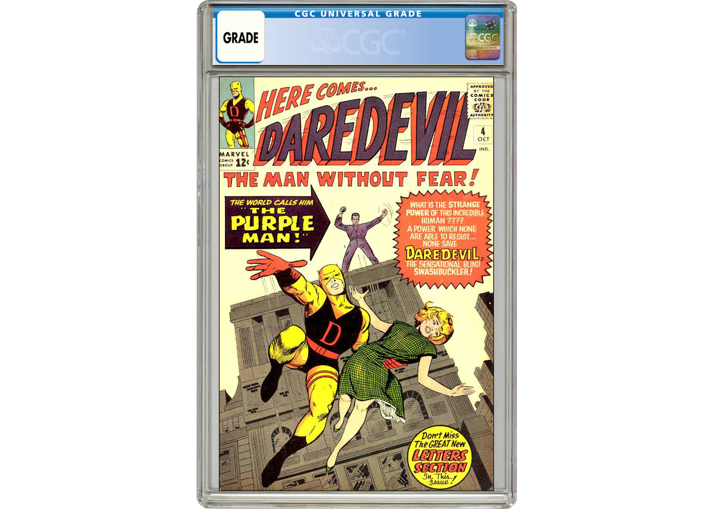 Marvel Daredevil #4 (1st App. of The Purple Man) Comic Book CGC Graded