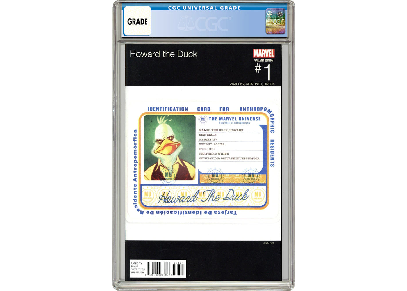 Marvel Howard The Duck (2015 5th Series) #1I Comic Book CGC Graded