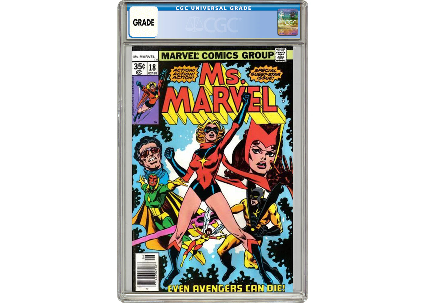 Marvel Ms. Marvel #18 (1st Full App. of Mystique; Avengers App.) Comic Book CGC Graded