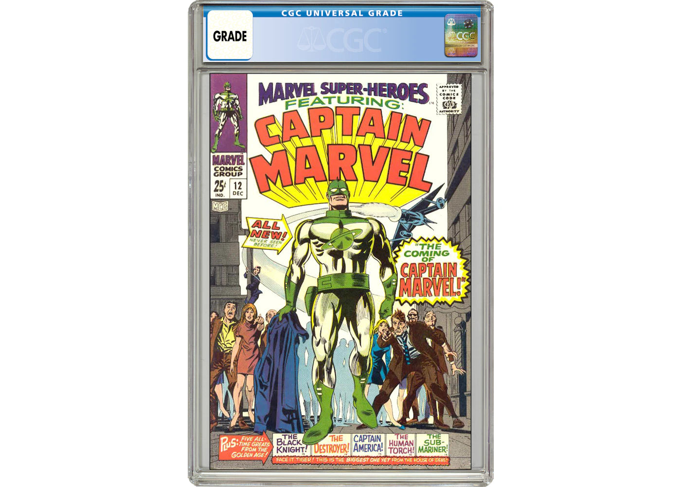 Marvel Super Heroes #12 (1st App. of Captain Marvel) Comic Book CGC Graded