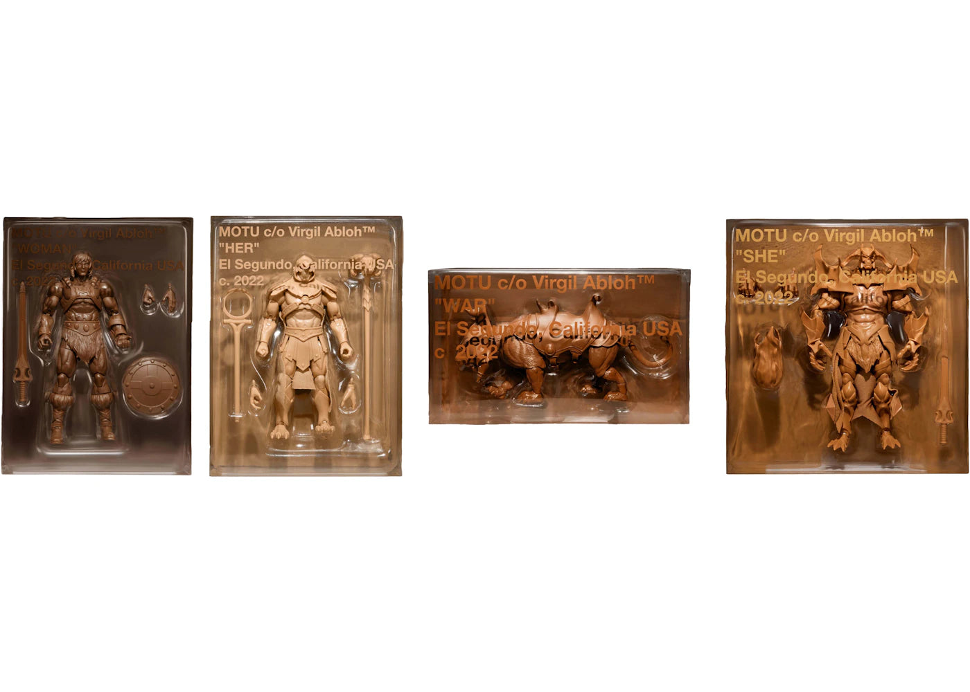 Mattel Virgil Abloh x Masters of the Universe He-Man Skeletor Battle Cat Skele-God Collector Action Figures Set of 4