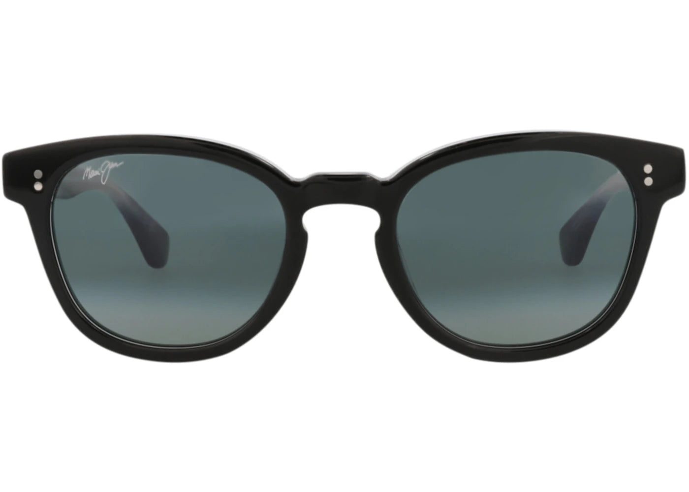 Maui Jim Round-Frame Acetate Sunglasses Black Black Grey (842-02K)