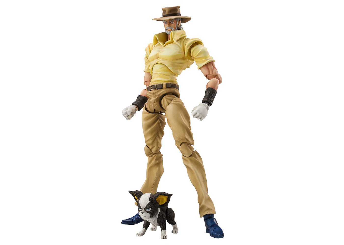 Medicom Super Action Statue JoJo's Bizarre Adventure Part 3 Stardust Crusaders Joseph Joestar And Iggy Chozokado Re-Run Action Figure Yellow