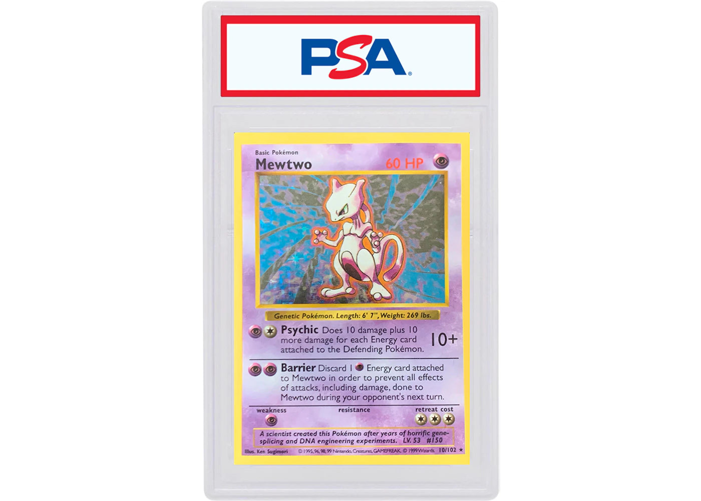 Mewtwo-Holo 1999 Pokemon TCG Base Set Shadowless #10/102 (PSA or BGS Graded)