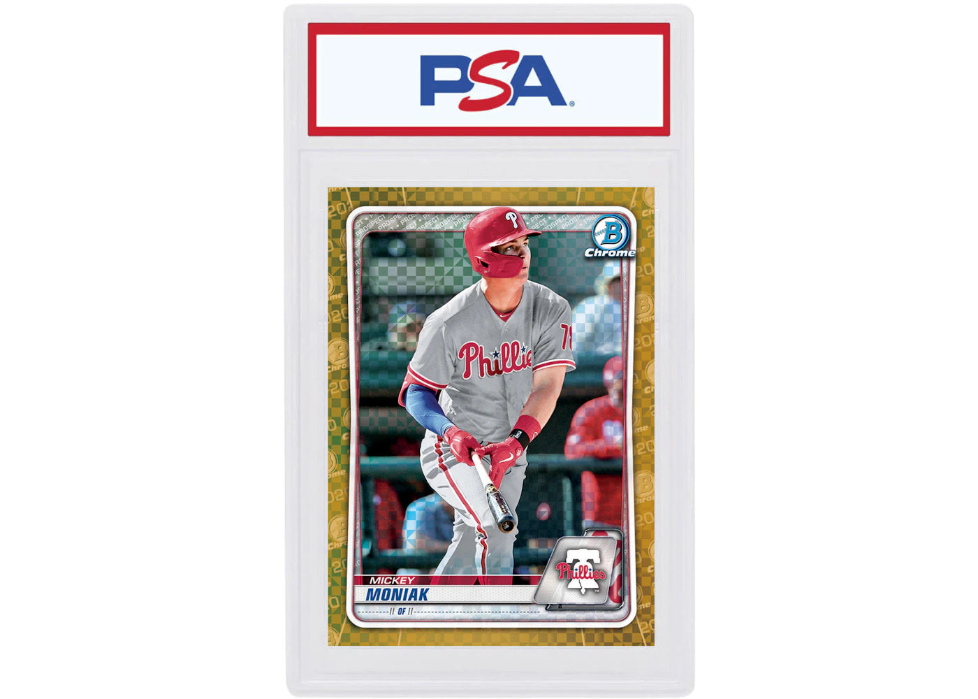 Mickey Moniak 2020 Bowman Chrome X Gold X-Fractor /3 #BCP-167 (PSA or BGS Graded)