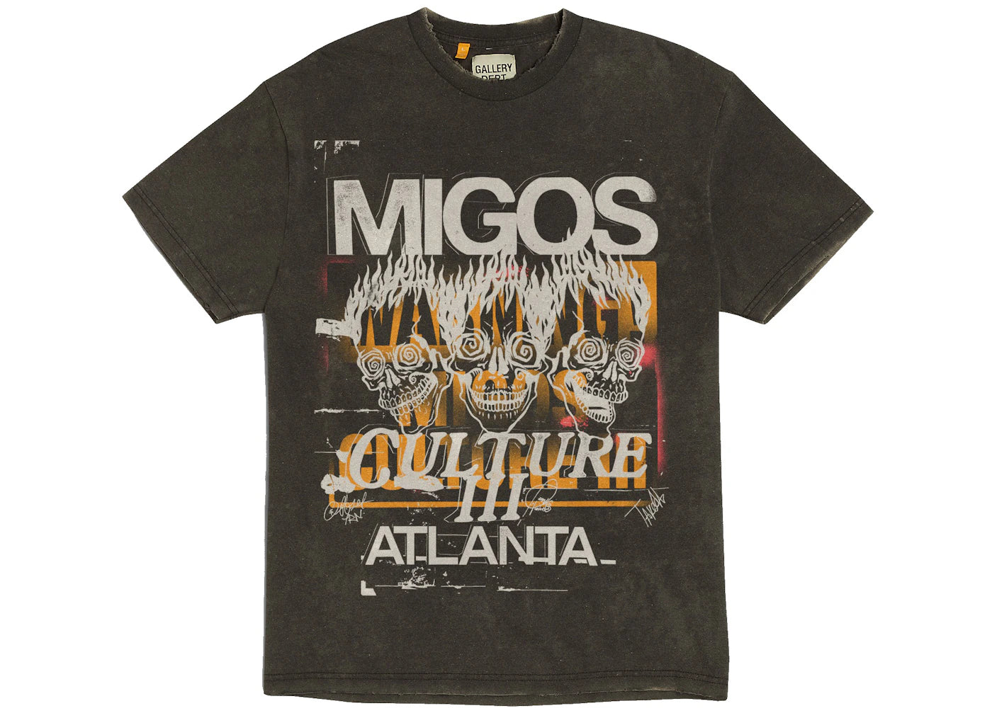 Migos x Gallery Dept. For Culture III Three Skulls T-shirt Washed Black