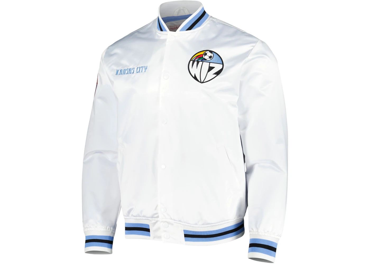 Mitchell & Ness Sporting Kansas City City Full-Snap Satin Jacket White