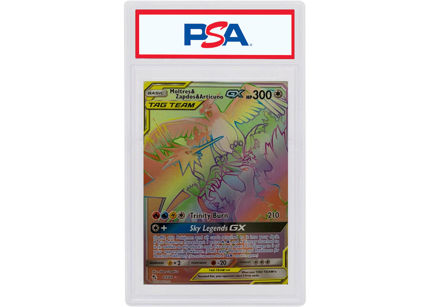 Moltres & Zapdos & Articuno GX 2019 Pokemon TCG Sun & Moon Hidden Fates Secret #69 (PSA or BGS Graded)