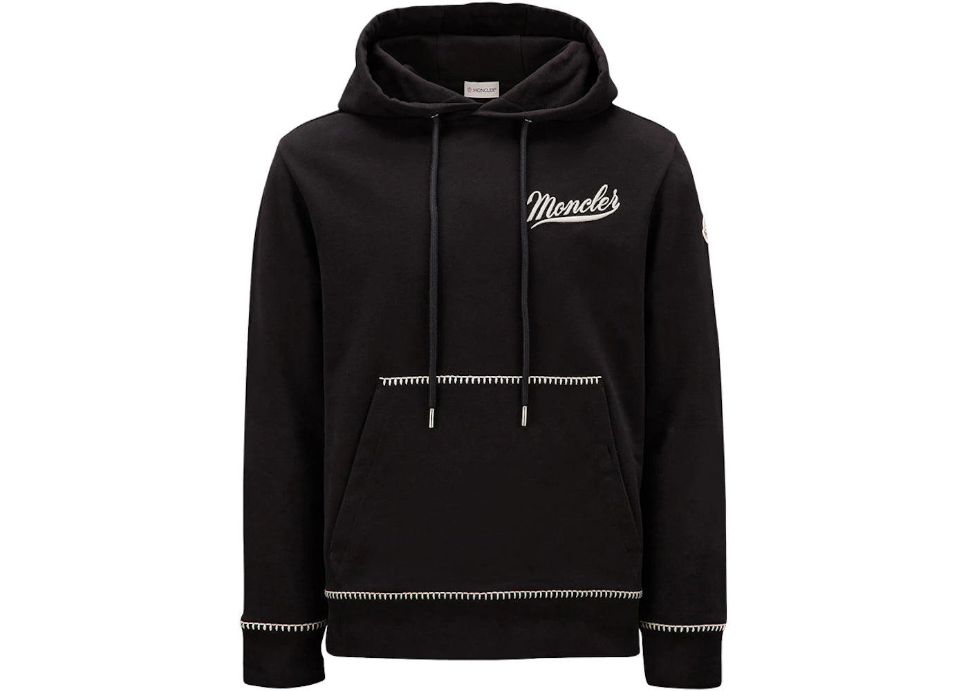 Moncler Logo Embroidered Hoodie Black/White