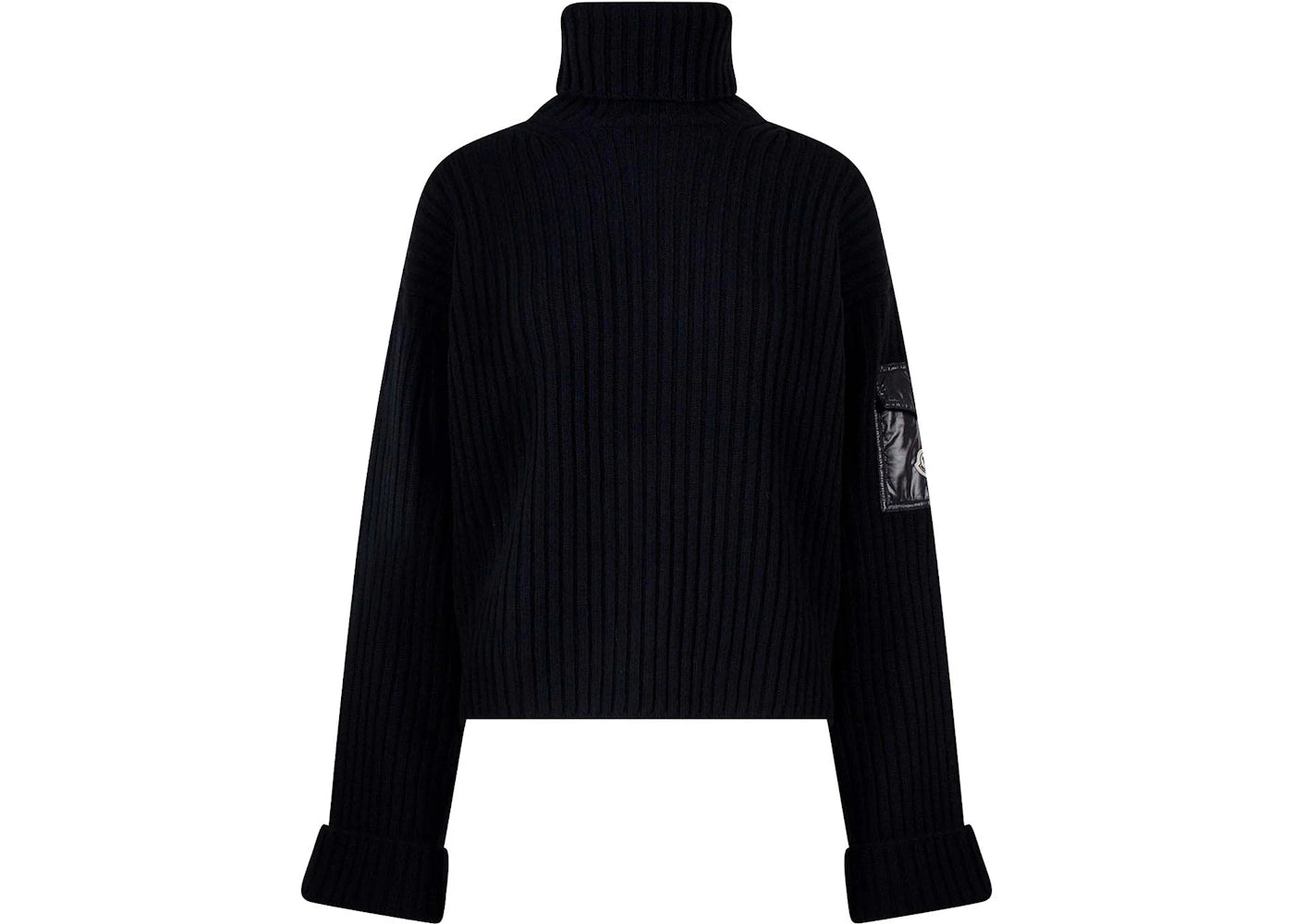 Moncler Woman Ribbed Tricot Wool Sweater Black