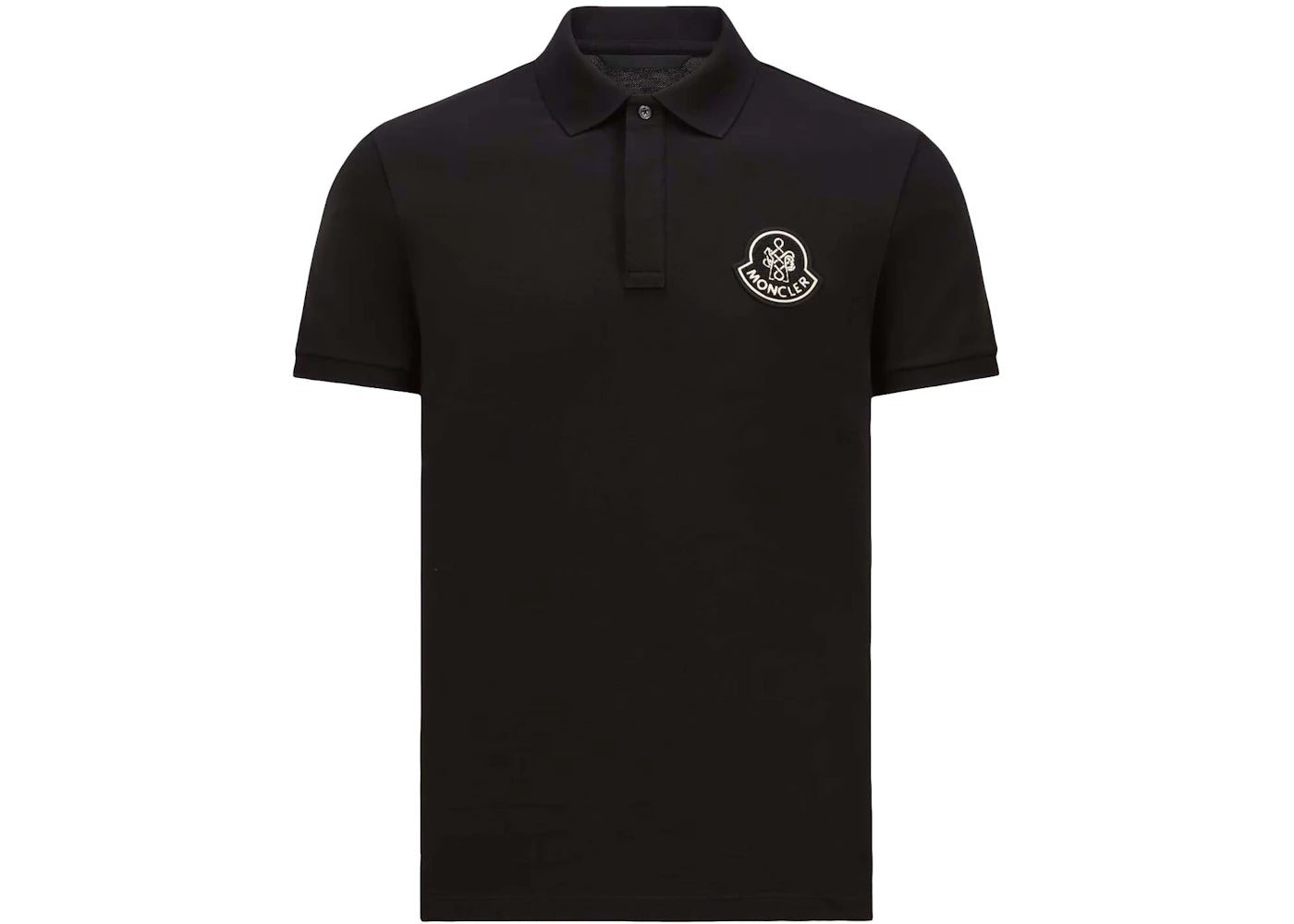 Moncler Year of the Snake Patch Cotton Piquet Polo Shirt Black