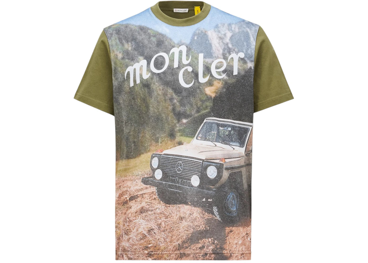 Moncler x Mercedes-Benz NIGO Printed Cotton T-Shirt Olive Green