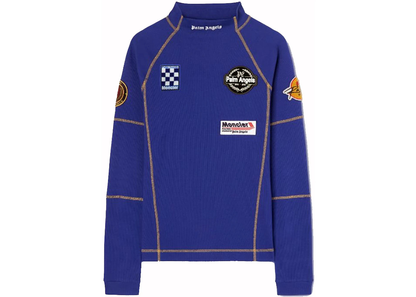 Moncler x Palm Angels Long Sleeves Racing T-Shirt Blue/White