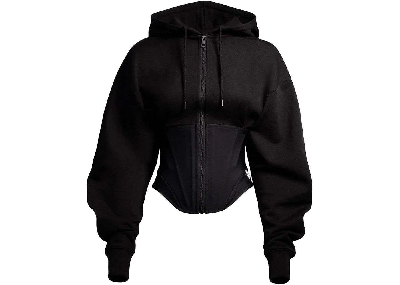 Mugler H&M Corset-Waist Hooded Jacket Black