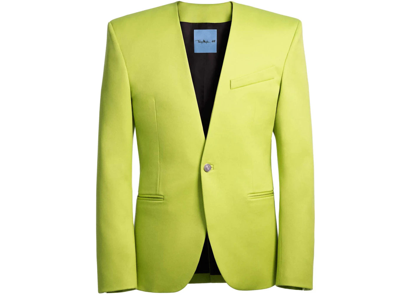 Mugler H&M Defined-Waist Wool Blazer (Mens) Acid Green