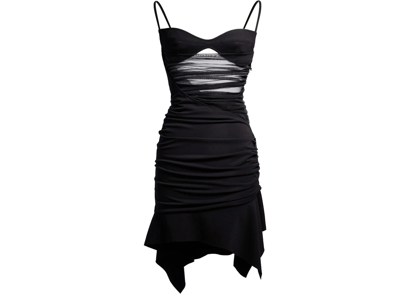 Mugler H&M Gathered Mini Dress with Bra Top Black
