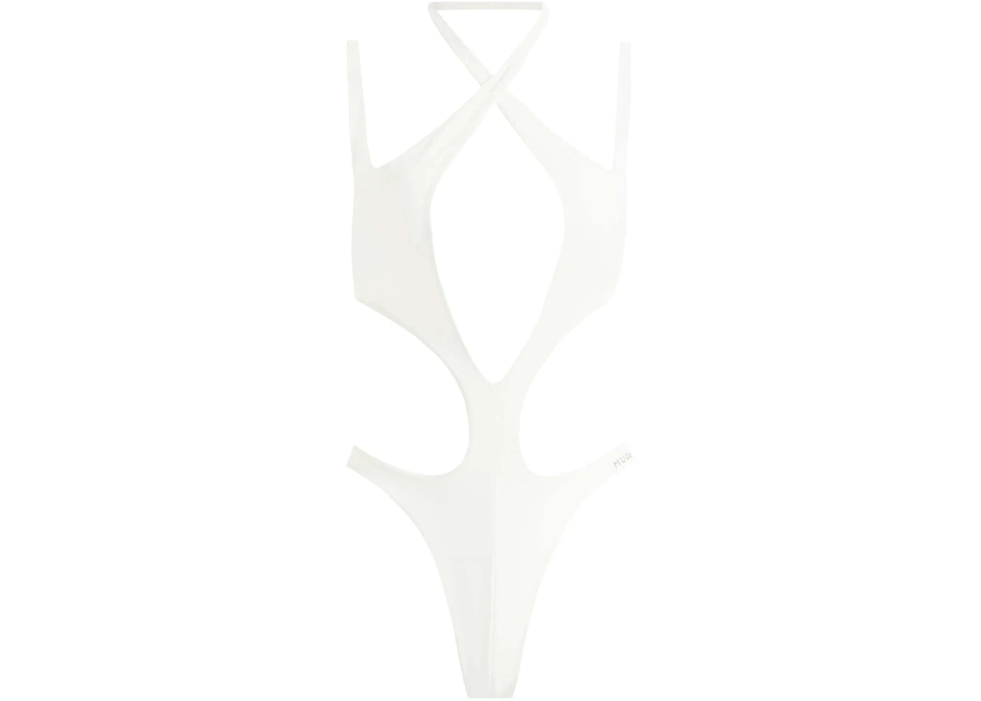 Mugler H&M Halterneck Cut-Out Swimsuit White