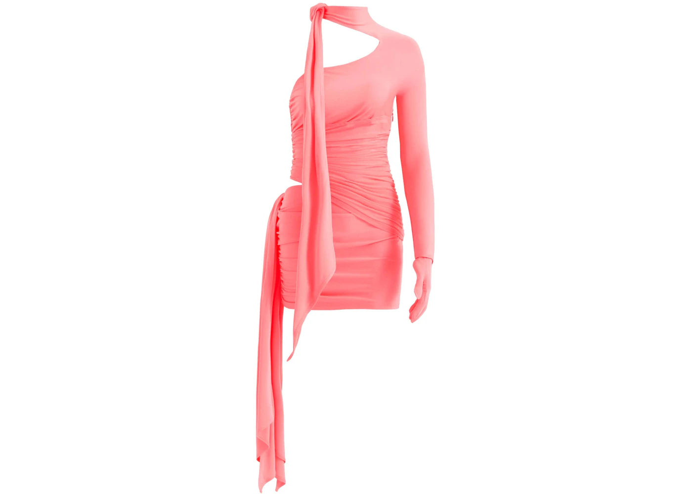 Mugler H&M Knot-Detail One-Shoulder Dress Pink