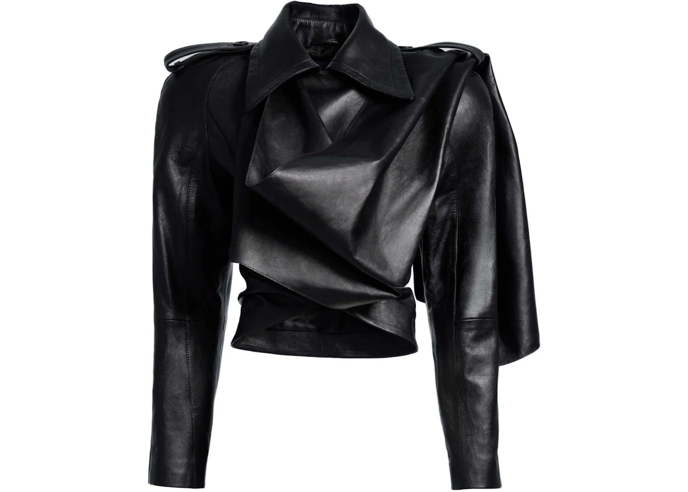 Mugler H&M Leather Jacket with Scarf Black