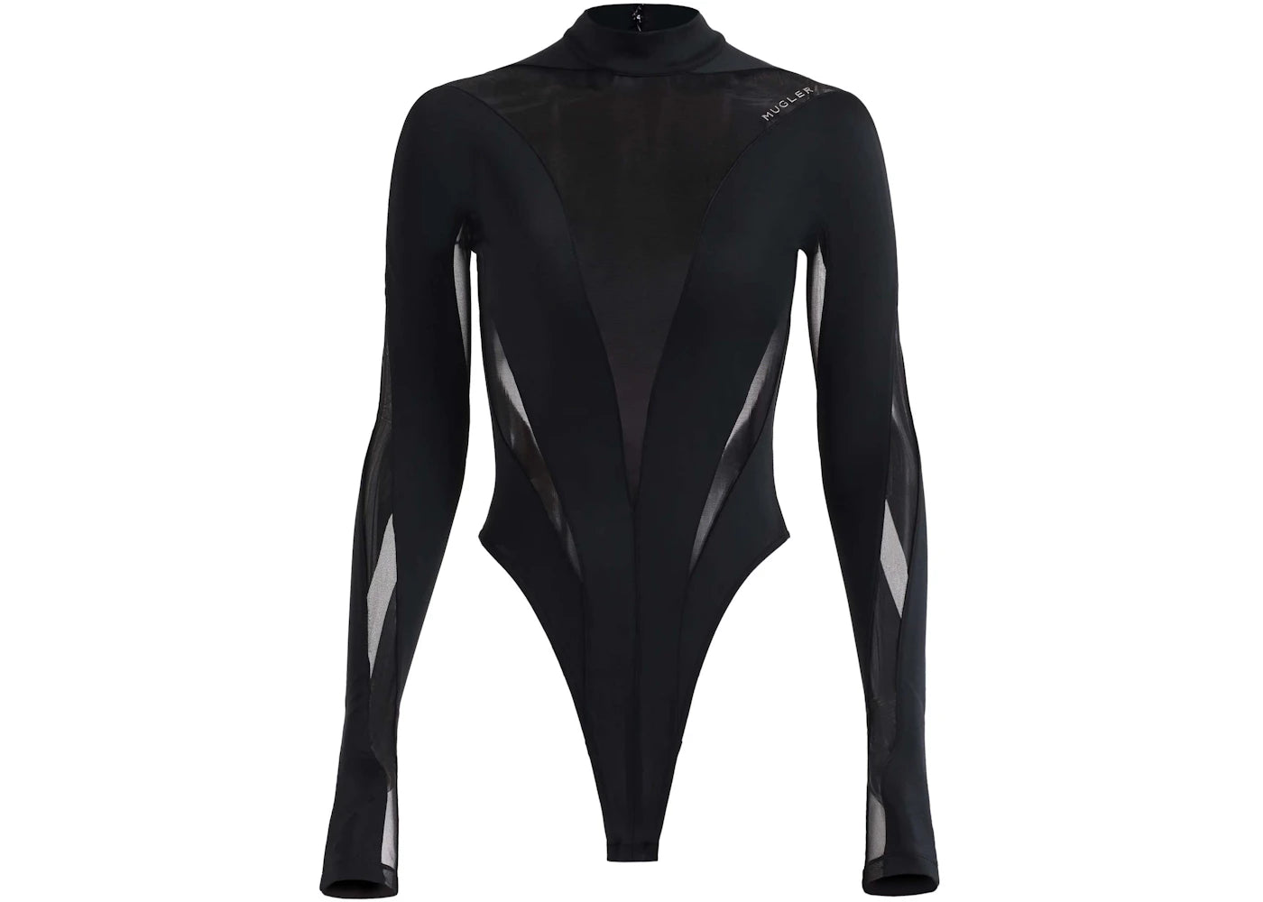 Mugler H&M Mesh-Paneled Bodysuit Black