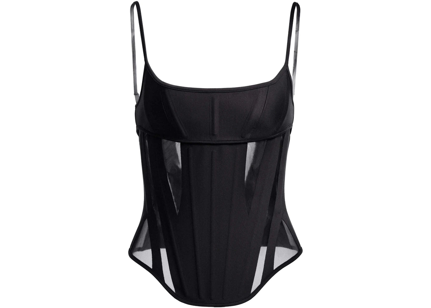 Mugler H&M Mesh-Paneled Corset Top Black