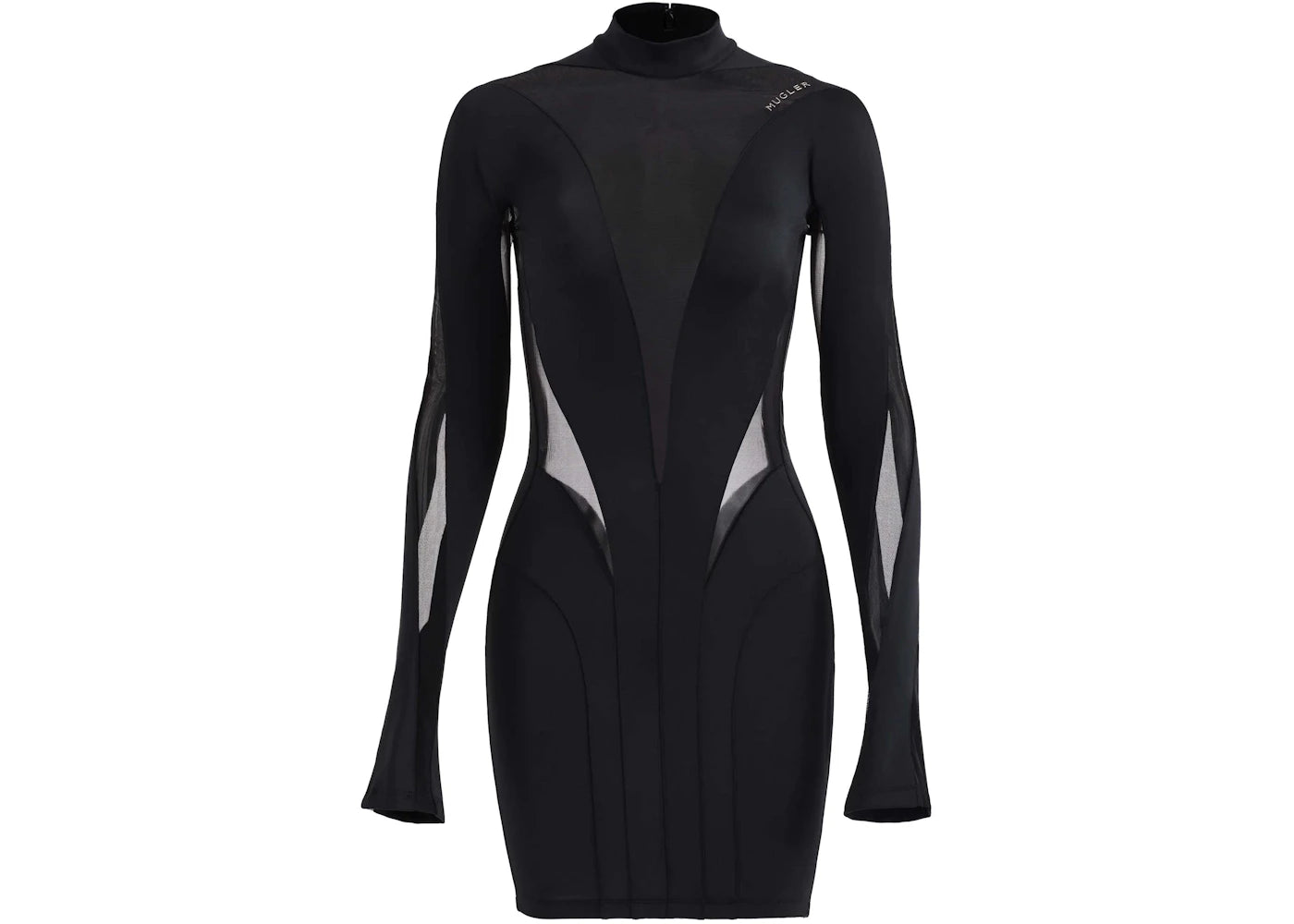 Mugler H&M Mesh-Paneled Mini Dress Black
