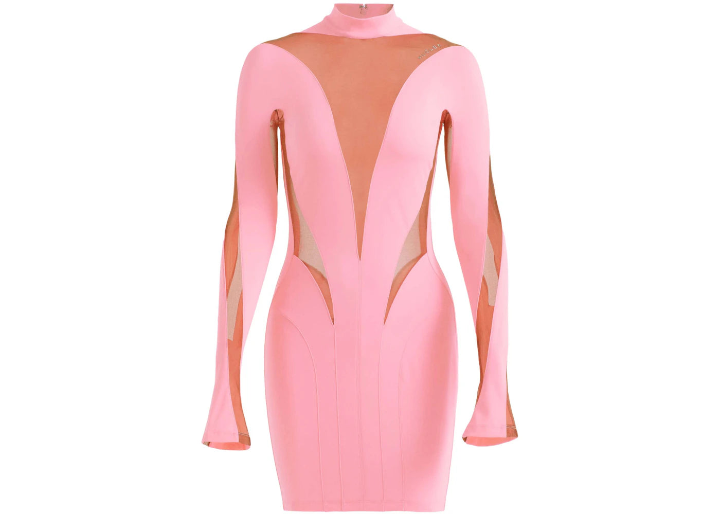 Mugler H&M Mesh-Paneled Mini Dress Pink